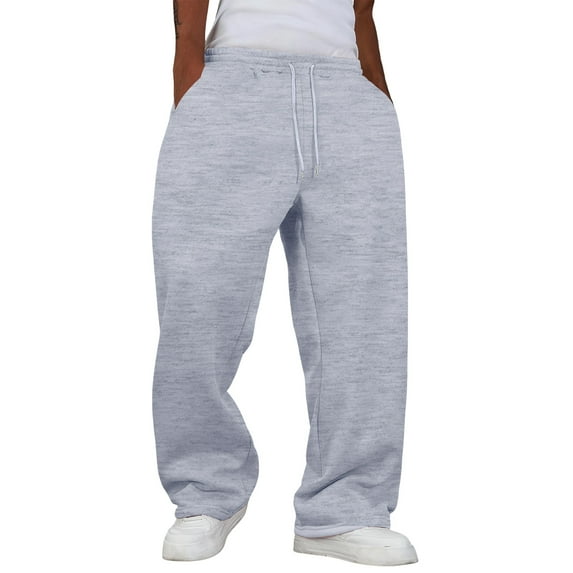 Mens Relaxed Fit Fleece Sweatpants with Adjustable Drawstring Waistband and Deep Side Pockets for Everyday Wear Light Gray M