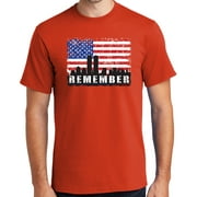 Mens Remember 9-11, 2001 Sept 11th Cotton Tee Shirt, 3XL Orange