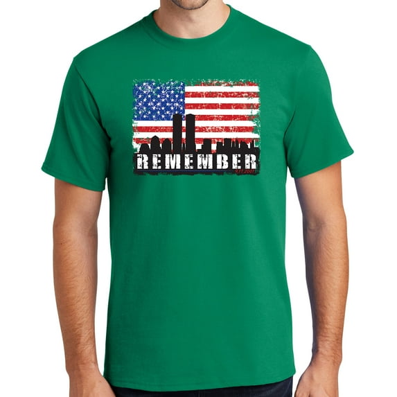 Mens Remember 9-11, 2001 Sept 11th Cotton Tee Shirt, 4XL Kelly Green (TALL SIZE)