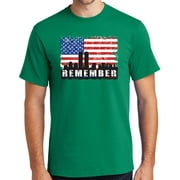 Mens Remember 9-11, 2001 Sept 11th Cotton Tee Shirt, Small Kelly Green