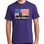 Mens Remember 9-11, 2001 Sept 11th Cotton Tee Shirt, XL Purple (TALL SIZE)