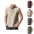 thumbnail image 1 of Mens Renaissance Shirt Tank Top Lace Up Stand Collar Sleeveless Shirt Pirate Steampunk Viking Shirts, 1 of 8