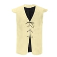 thumbnail image 1 of Mens Renaissance Steampunk Lace-up Long Vest Gothic Waistcoat Reversible Vest for Men Size M-3XL Beige, 1 of 4