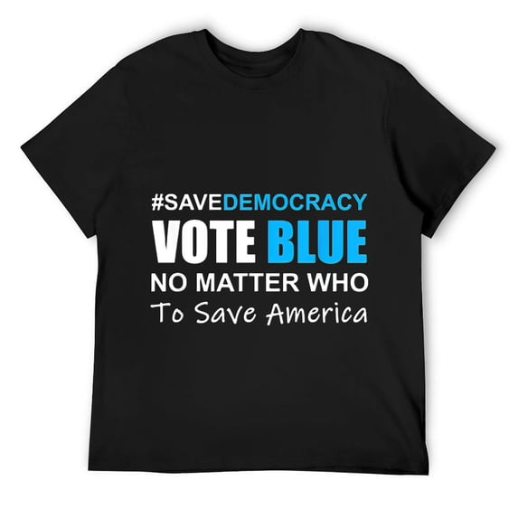 Mens Resistance Liberal: Vote Blue No Matter Who To Save America T-Shirt Black S