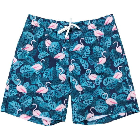 Mens Resort Premium Swim Trunks Board Shorts Swimwear Pink Flamingo
