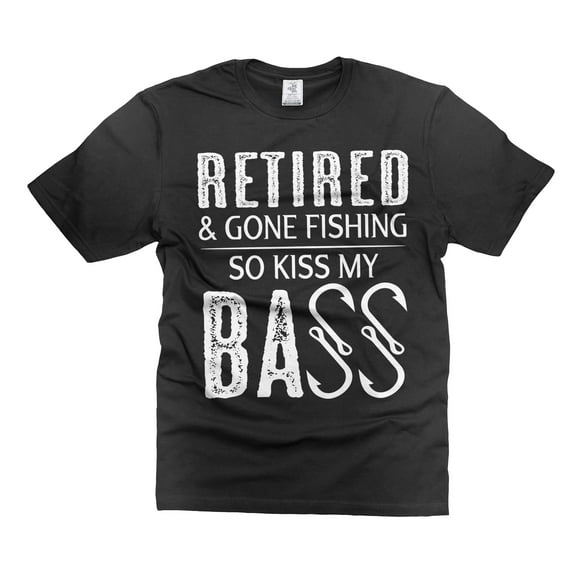 Mens Retired Shirt Gone Fishing So Kiss My Bass Shirt Fishing Joke Shirt Funny Fishing Shirt