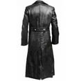thumbnail image 1 of Mens Retro Black Leather Jacket Long Steampunk Overcoat German Classic WW2 Officer Military Uniform Motorcycle Jakcet, 1 of 4