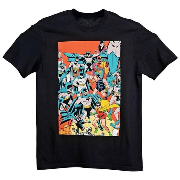 Mens Retro Character Collage T-Shirt, Black - Medium