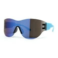 thumbnail image 1 of Mens Retro Color Mirror Shield Wrap Futuristic Sport Sunglasses Blue Mirror, 1 of 4