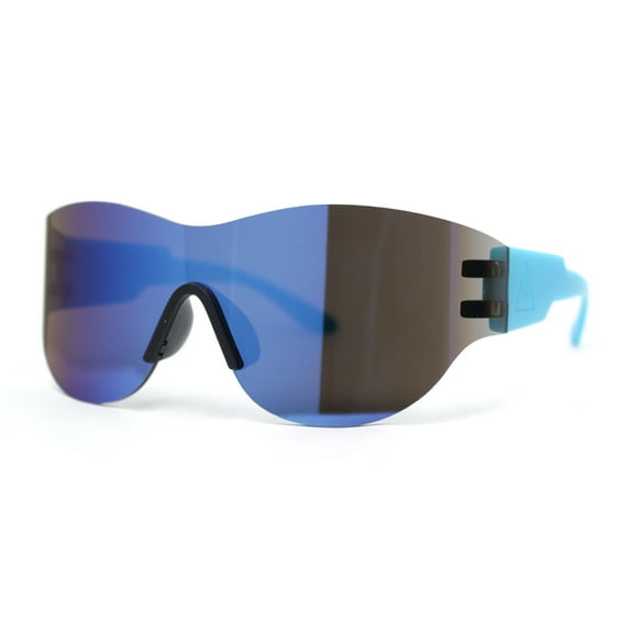 Mens Retro Color Mirror Shield Wrap Futuristic Sport Sunglasses Blue Mirror