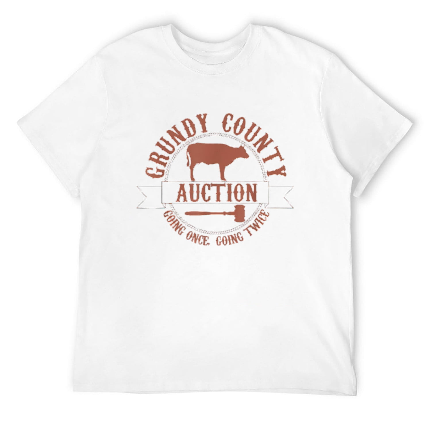 Mens Retro Cow Cattle Grundy County Auction Western Country Farm T