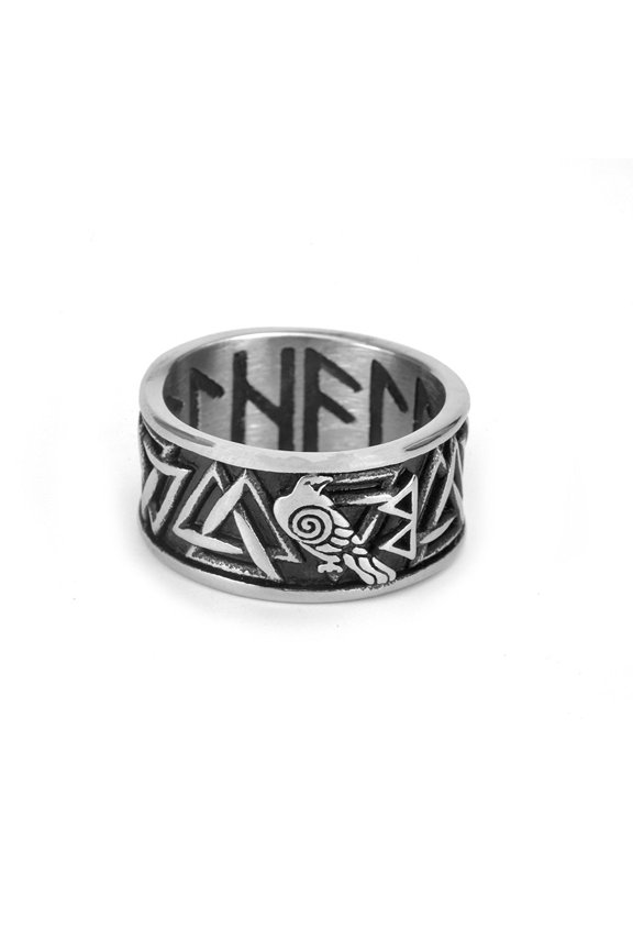 Mens Retro Crow Design Geometric Stainless Steel Ring Personalized Durable Fashion Accessory Collector Quality