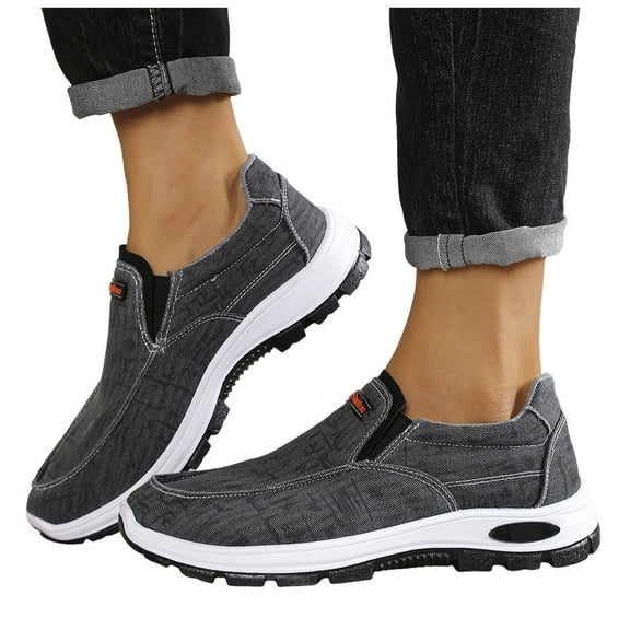 Mens Retro Denim Orthopedic Slip on Loafers Walking Shoes Autumn Casual Canvas Low Top Fashion Sneakers