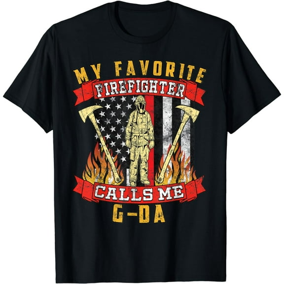 Mens Retro Fireman Red Line Flag Firefighter G-Da T-Shirt