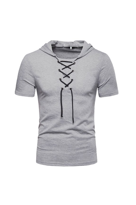 Mens Retro Grey Tactical Short Sleeve Athletic Hoodie Pullover Sweatshirt Outdoor Sports Hooded Shirts - XXXL