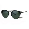 thumbnail image 1 of Mens Retro Half Horn Rim Hipster Elegant Designer Nerdy Sunglasses Black Green, 1 of 4