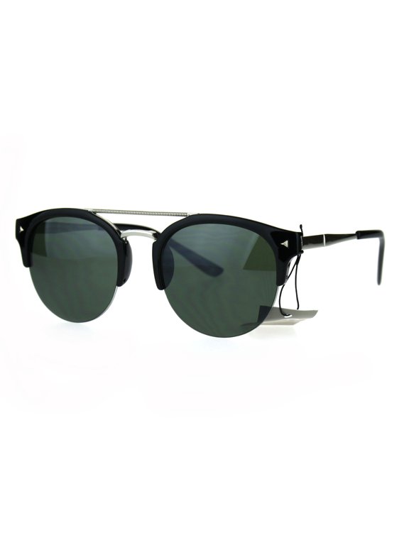 Mens Retro Half Horn Rim Hipster Elegant Designer Nerdy Sunglasses Black Green