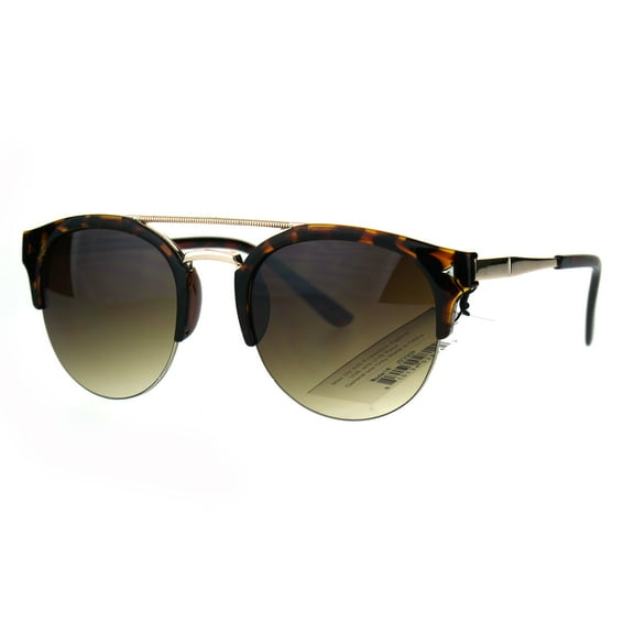 Mens Retro Half Horn Rim Hipster Elegant Designer Nerdy Sunglasses Tortoise Brown