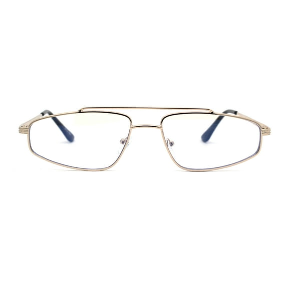 Mens Retro Hippie Triangular Metal Rim Dad Shade Sunglasses Gold Clear