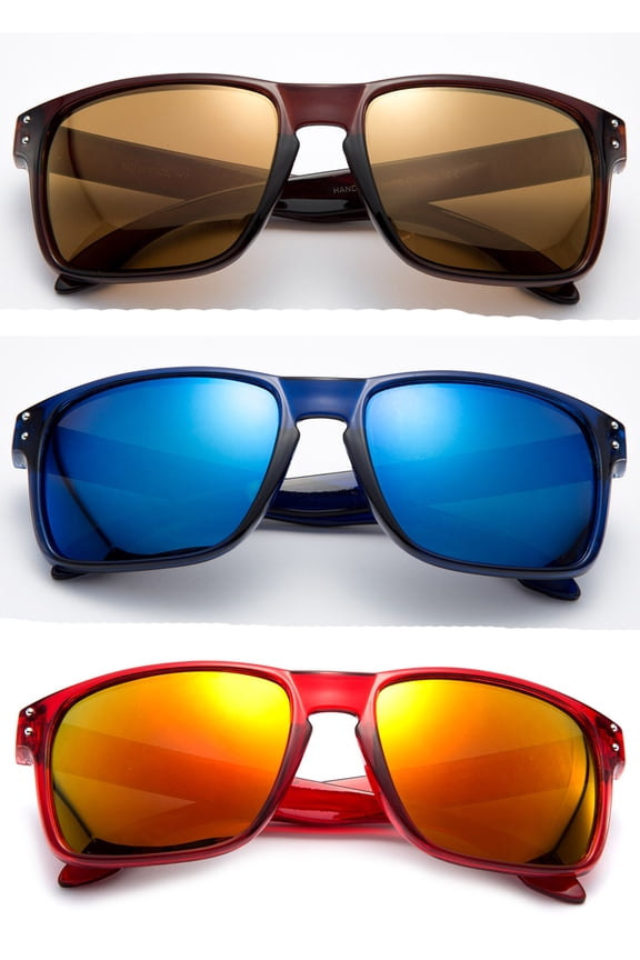 Mens Retro Keyhole Fashion Glasses Flash Mirror Lens