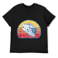 thumbnail image 1 of Mens Retro Lacrosse Helmet Lax Design & Vintage 80s Sunset T-Shirt Black L, 1 of 5