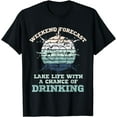 thumbnail image 1 of Mens Retro Lake Life Weekend Forecast Chance Of Day Drinking Beer T-Shirt, 1 of 4