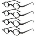 thumbnail image 1 of Mens Retro Personalized Black Mini Round Reading Glasses Womens Fashion Spring Hinge Presbyopic Glasses Plastic Readers +4.00 (4 Pairs), 1 of 6