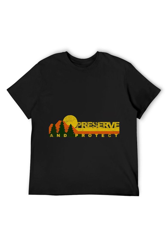Mens Retro Preserve and Protect - Save our National Forests Short Sleeve T-Shirt Black XL