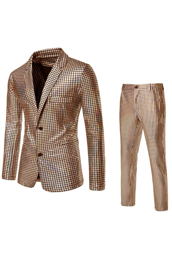 Mens Retro Punk Gothic Suit Jacket Double Wedding Suit Jacket Stage Performance Two Piece