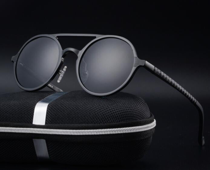 Mens Retro Round Sunglasses Aluminum Magnesium Frame with Polarized Lenses and UV400 Protection Vintage Driving Eyewear Accessories
