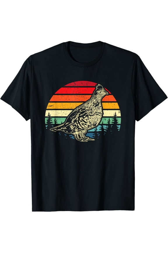 Mens Retro Ruffed Grouse Bird Hunting Birding Hobby Gifts T-Shirt