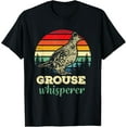 thumbnail image 1 of Mens Retro Ruffed Grouse Whisperer Bird Hunting Birding Gift T-Shirt, 1 of 4
