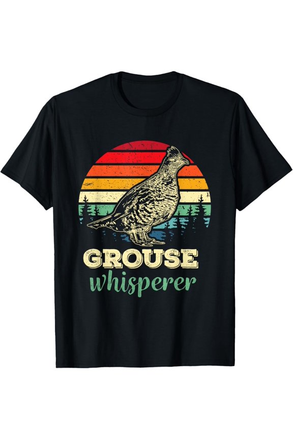 Mens Retro Ruffed Grouse Whisperer Bird Hunting Birding Gift T-Shirt