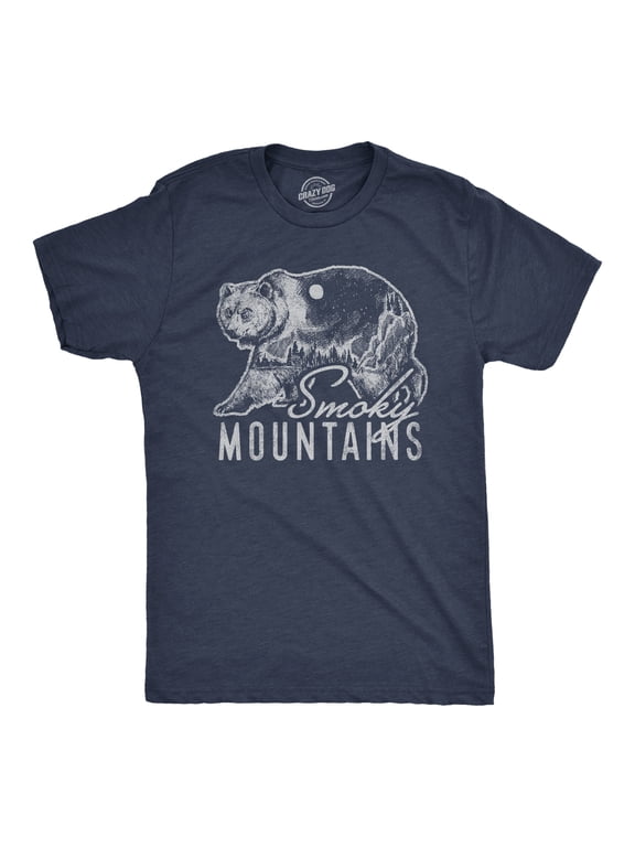 Mens Retro Smoky Mountains T Shirt Funny Camping Vintage Graphic Design Tee Guys Graphic Tees