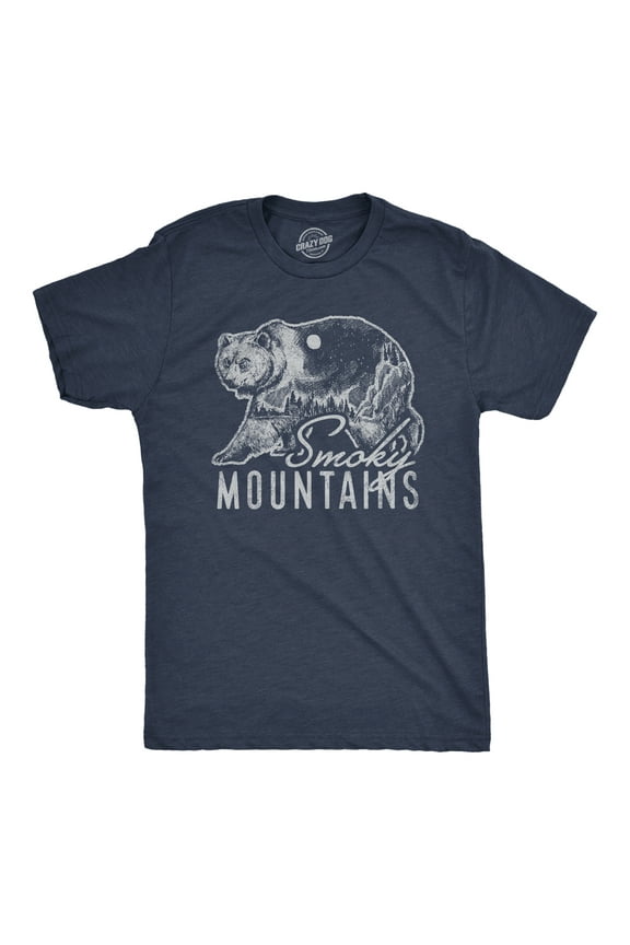 Mens Retro Smoky Mountains T Shirt Funny Camping Vintage Graphic Design Tee Guys Graphic Tees