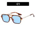 thumbnail image 1 of Mens Retro Square Frame Sunglasses Sun Protection PC Material Punk Fashion Eyewear Leopard Blue Lens Gray Film, 1 of 1