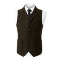 thumbnail image 1 of Mens Retro Suit Vest Lapel Herringbone Tweed Business Formal Dress Waistcoat Solid Color V-Neck Wedding Waistcoat, 1 of 5