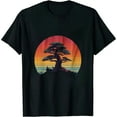 thumbnail image 1 of Mens Retro Sun Minimalist Bonsai Tree Design T-Shirt, 1 of 5