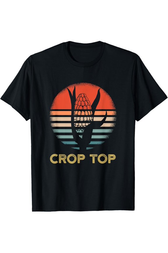 Mens Retro Sunset Corn Crop Top Farming T-Shirt