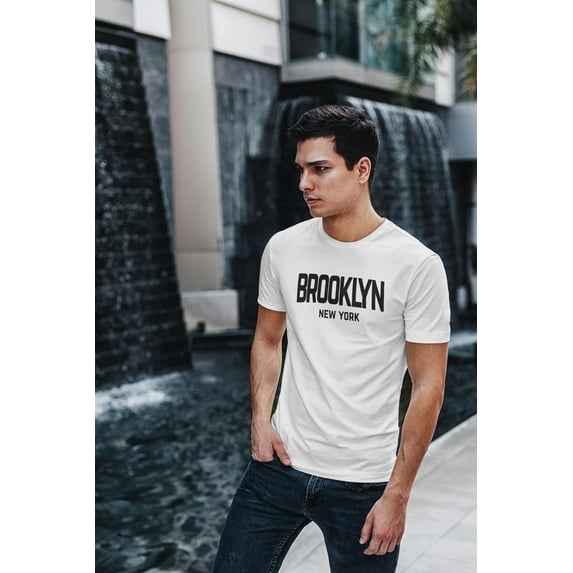 Mens Retro Tee Brooklyn White, 2XL