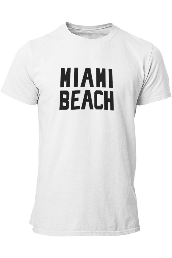 Mens Retro Tee Miami Beach White, Small