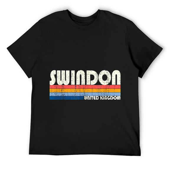 Mens Retro Vintage 70s 80s Style Swindon, United Kingdom T-Shirt Black