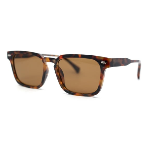 Mens Retro Vintage Rectangle Keyhole Bridge Plastic Fashion Sunglasses Tortoise - Brown