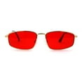 thumbnail image 1 of Mens Retro Vintage Style Narrow Trianglular Metal Rim Sunglasses Gold Red, 1 of 4