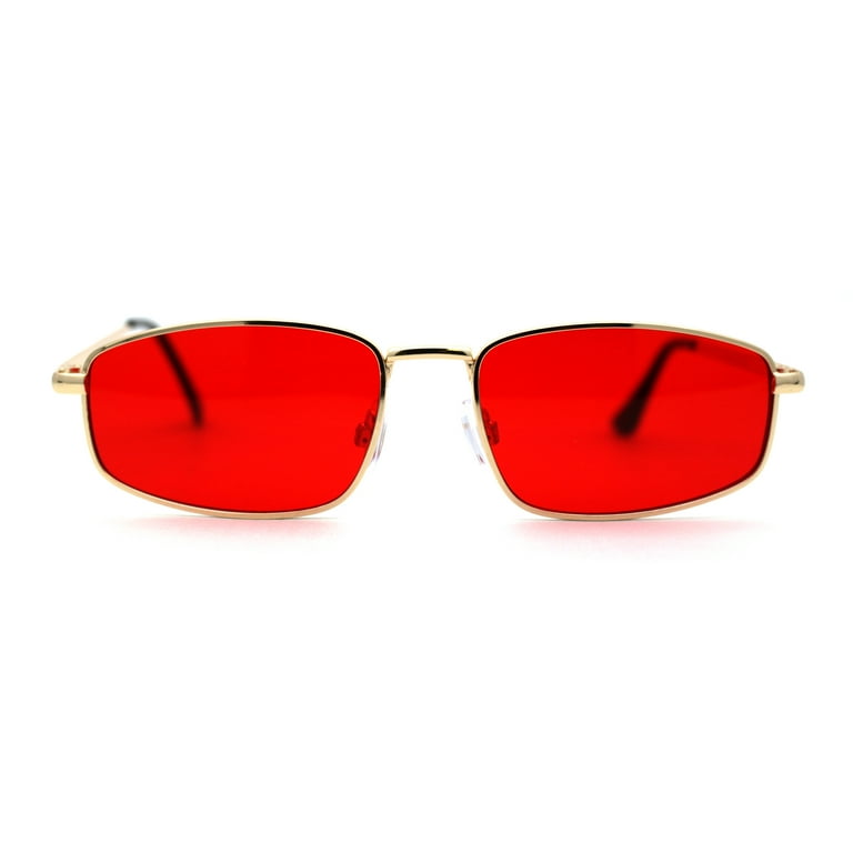 Mens Retro Vintage Style Narrow Trianglular Metal Rim Sunglasses