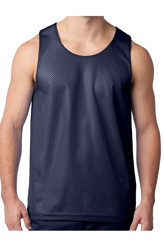 Mens Reversible Active Mesh Tank Top, Large True Navy