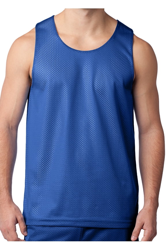 Mens Reversible Active Mesh Tank Top, Large True Royal