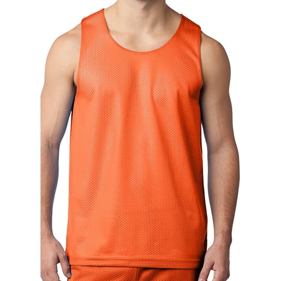 Mens Reversible Active Mesh Tank Top, XL Deep Orange