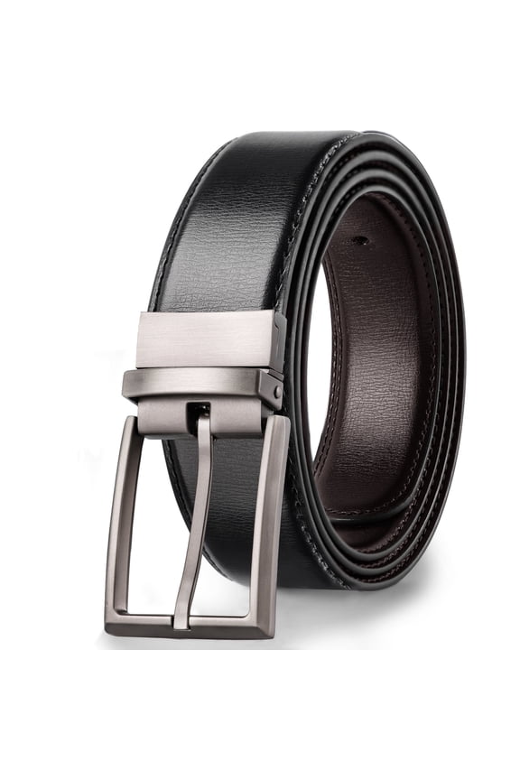 Mens Reversible Leather Belt, Dress Casual Belts for Men, One Belt Reverse For 2 Sides