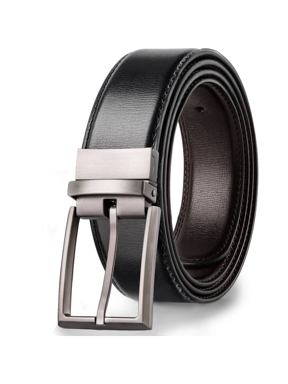 Mens Reversible Leather Belt, Dress Casual Belts for Men, One Belt Reverse For 2 Sides